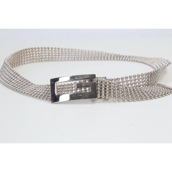Vintage Silver Ball Chain Belt Metallic Mesh Y2K Boho Statement Size M